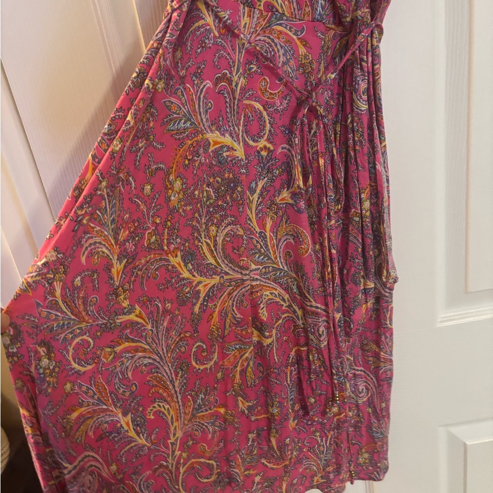 Sleeveles Pink Paisley Wrap Maxi Dress - Picture 3 of 4